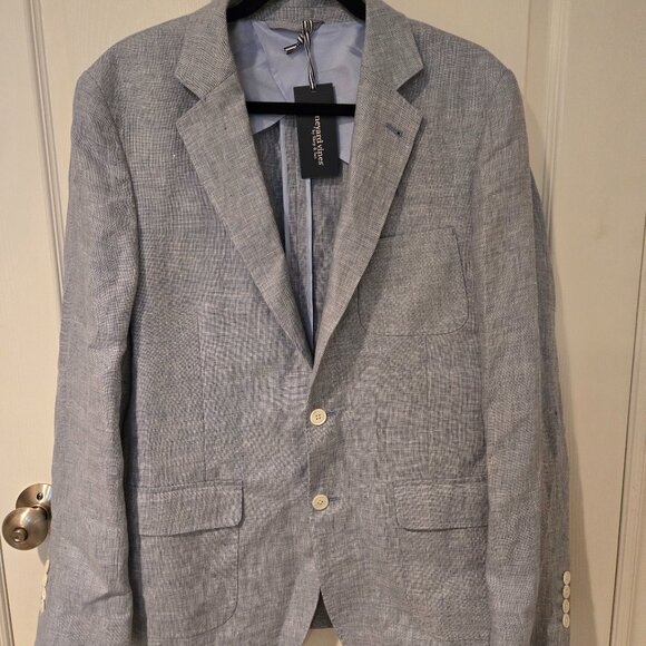 NWT Vineyard Vines Linen Blazer Jacket Jake Blue 42R - Picture 1 of 5